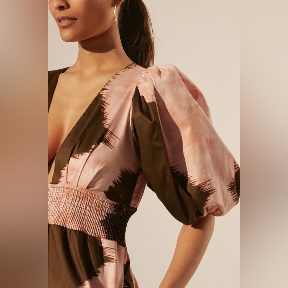 Anthropologie Hutch Green Pink Wide Leg Jumpsuit Size 1X Plunging V-Neck - Picture 10 of 15
